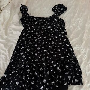 Hollister Black Dress with White Floral Pattern